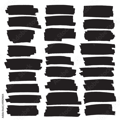 Black highlight stripes, banners drawn with markers. Stylish highlight elements for design. Vector banners marker stroke