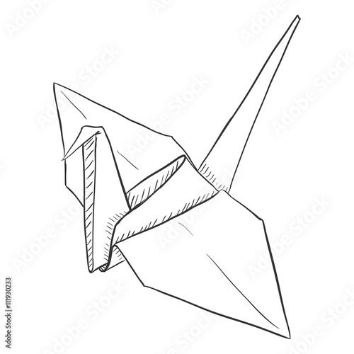 Vector Single Sketch Paper Crane