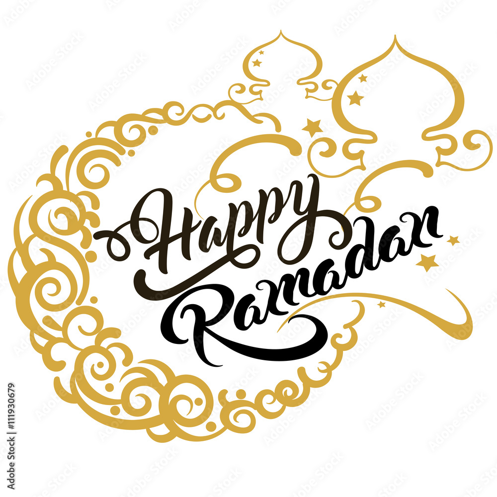 Happy Ramadan, text, vector