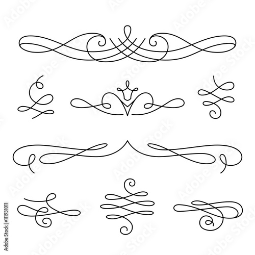 Fényképezés Scroll elements, set of vintage calligraphic vignettes
