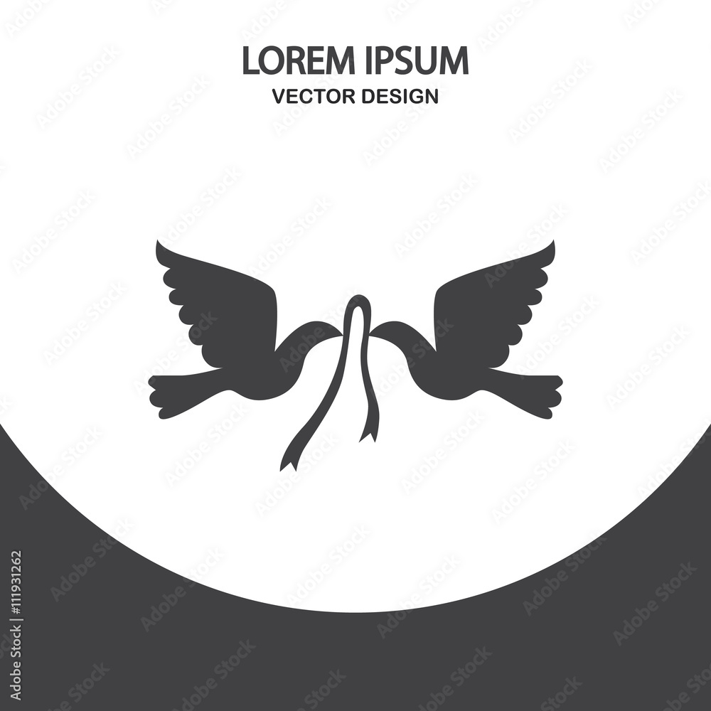 Obraz premium Wedding pigeons icon on the background