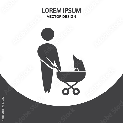 Men with baby icon on the background