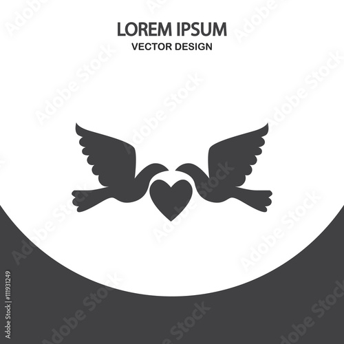 Wedding pigeon icon on the background