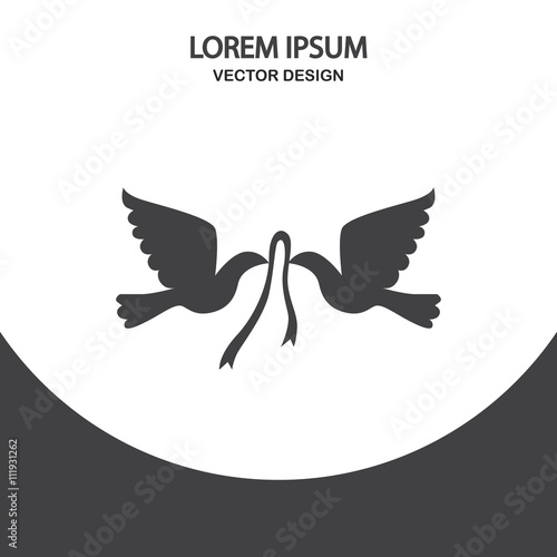 Wedding pigeons icon on the background