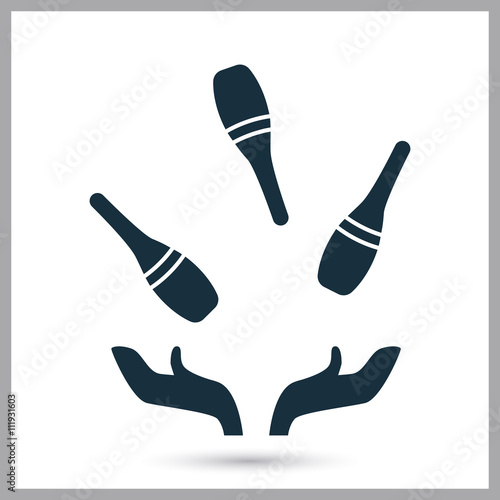 Juggling pins icon on the background