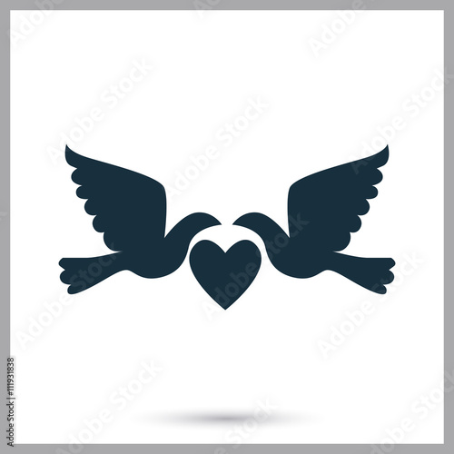 Wedding pigeon icon on the background