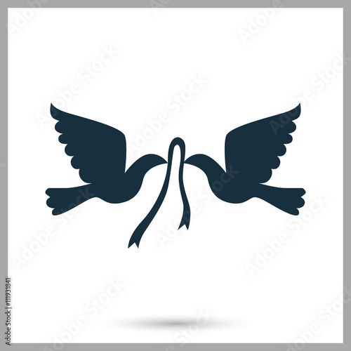 Wedding pigeons icon on the background