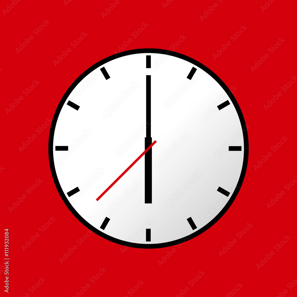 Clock icon, Vector illustration, flat design. Easy to use and edit. EPS10. Red background. Clock icon, Vector illustration, flat design. Easy to use and edit. EPS10. Red background.