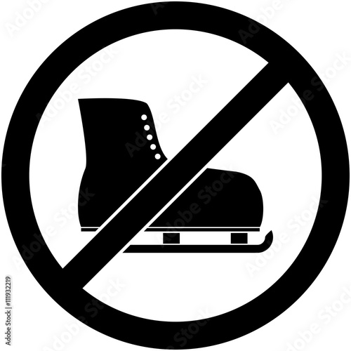 No ice skate, ice-skate, ice-skating and skating prohibited symbol. Sign indicating the prohibition or rule. Warning and forbidden. Flat design. Vector illustration. Easy to use and edit. EPS10.