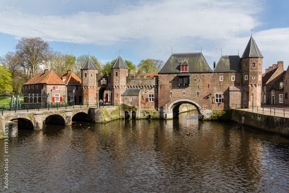 Amersfoort Medieval town wall Koppelpoort and the Eem river