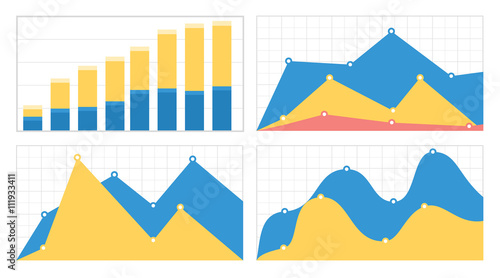 Set of flat graphs and charts with a grid