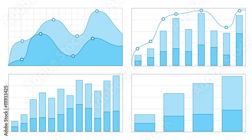 Set of flat graphs and charts with a grid