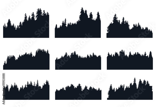 Set of forest silhouette photo