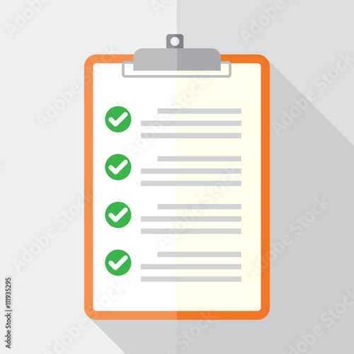 clipboard with check list, plan, audit. flat design