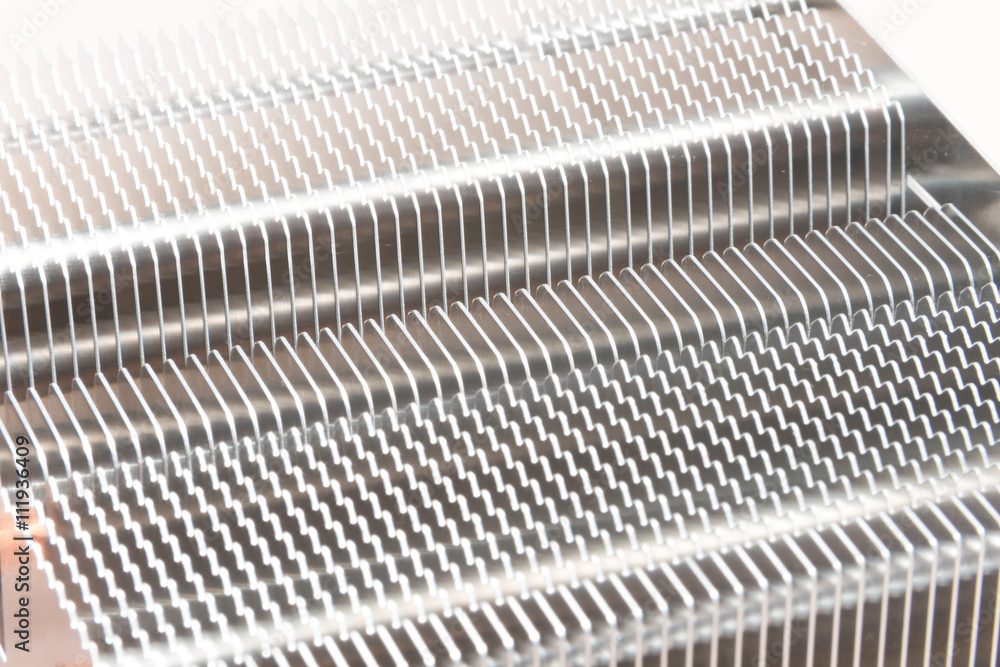 Shining metal radiator as part of computer for cpu