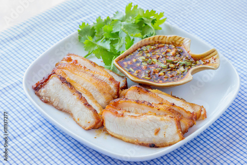 Charcoal-boiled pork neck,thaifood