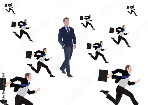 uomini che corrono uno cammina