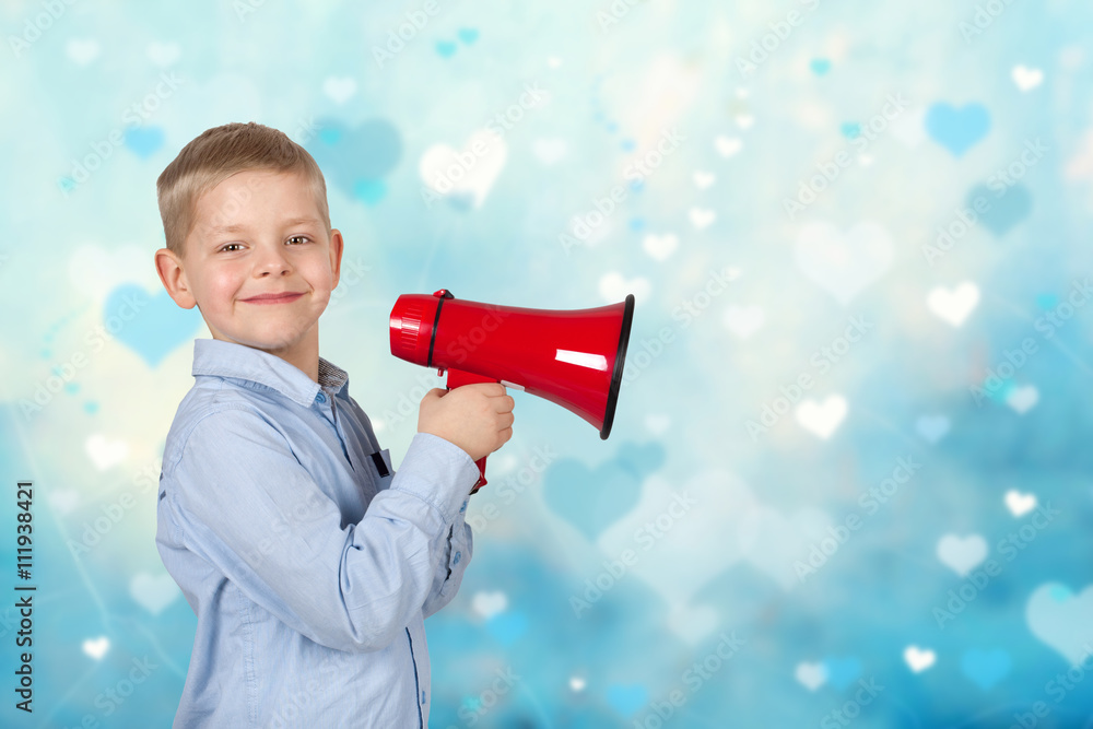 Werbung, Marketing, Kommunikation - Junge mit Megafon Werbung, Marketing, Kommunikation - Junge mit Megafon