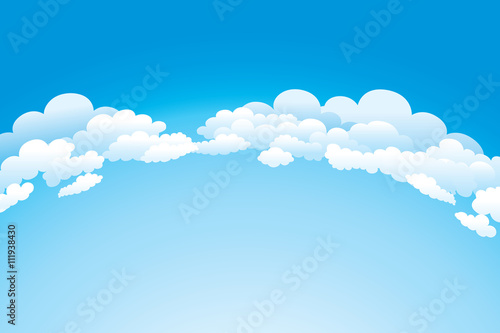 Sky with clouds  on a sunny day. Vector illustration