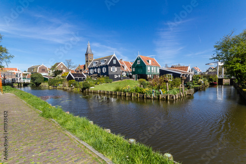 Panoramic shot of village Marken in Netherlands photo