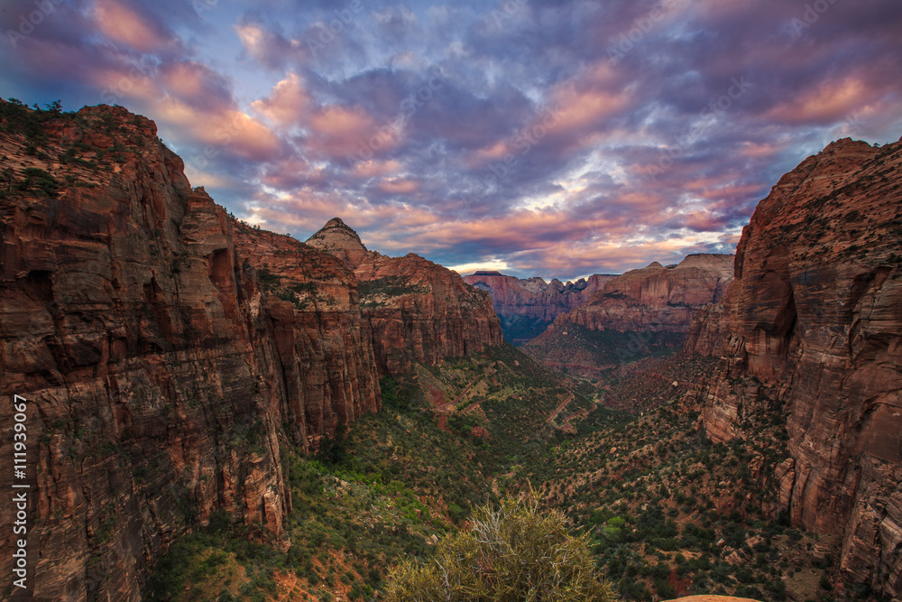 Colorful sunrise from Zion National Park