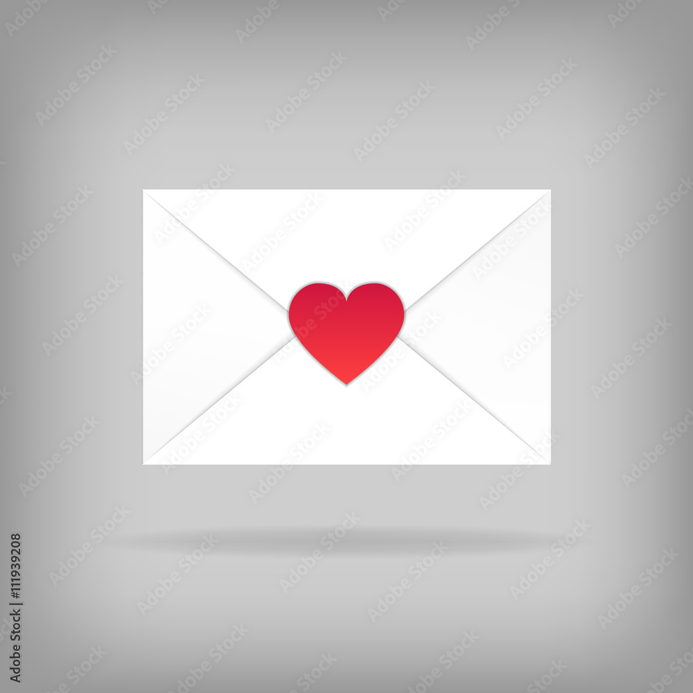 Happy Valentine's Day Envelope. Vector Illustration. Close White Envelope with Heart Shape Seal. Can be used for Mother's and Women's Day Greetings Happy Valentine's Day Envelope. Vector Illustration. Close White Envelope with Heart Shape Seal. Can be used for Mother's and Women's Day Greetings
