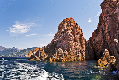 Boat tour along Calanques de Piana in Corsica photo