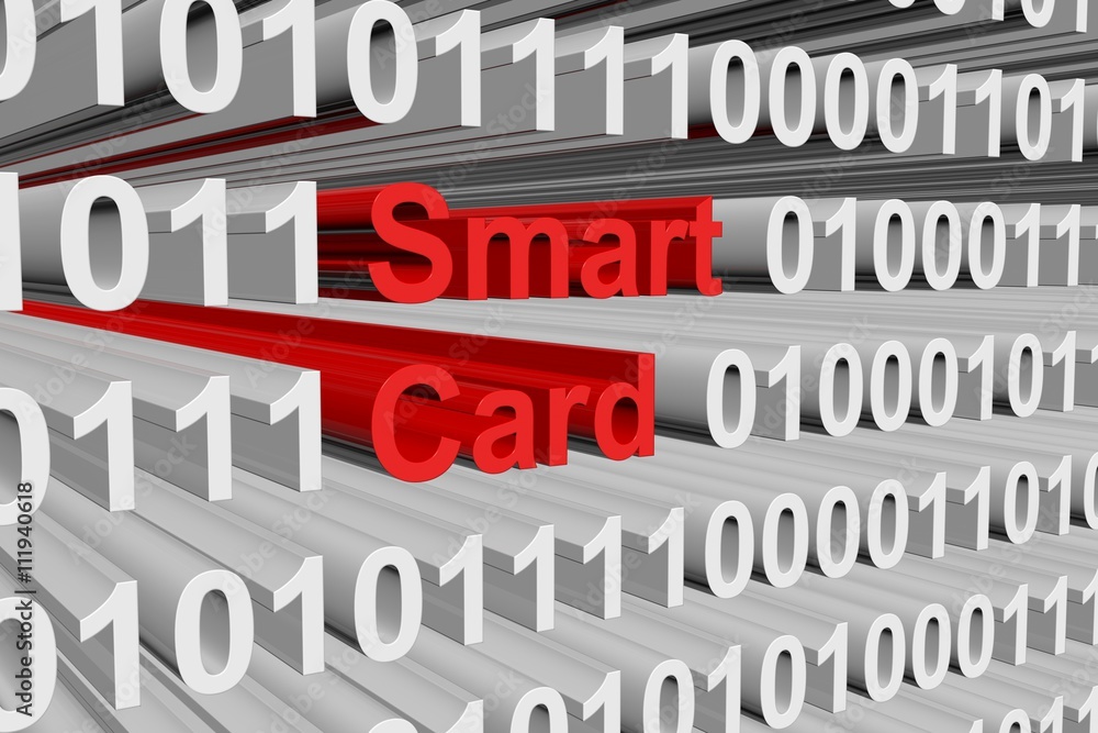 smart card in the form of binary code, 3D illustration