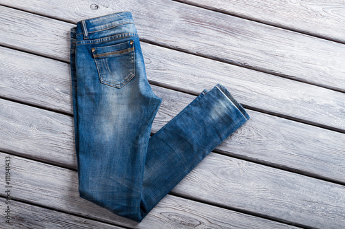 фотографія Folded blue jeans