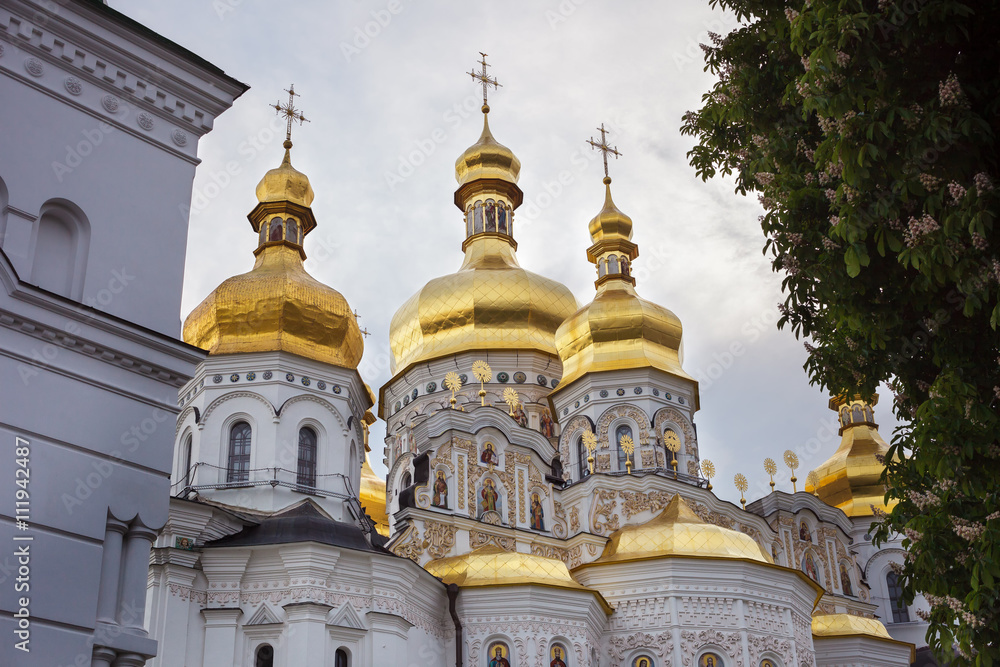 Kiev-Pechersk Lavra. Domes of the Uspensky cathedral in Kiev