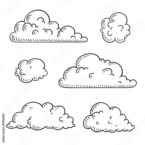 Vector Illustration of Abstract Hand Drawn Doodle Clouds