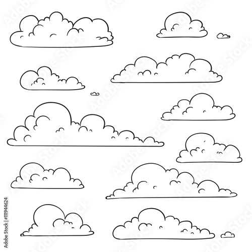 Vector Illustration of Abstract Hand Drawn Doodle Clouds