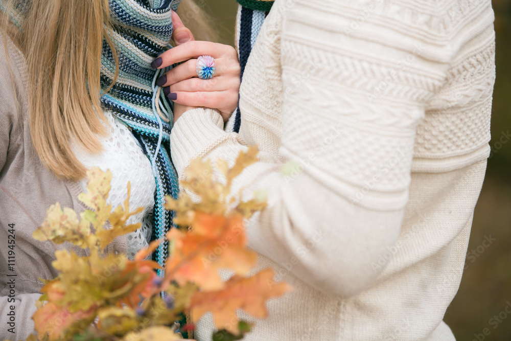 Naklejka premium Autumn wedding in boho style. Loving couple, man and woman.