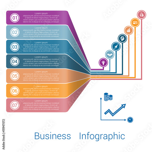 Template Infographic Strips Perspective seven position.