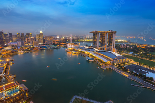 Singapore city skyline at Marina Bay