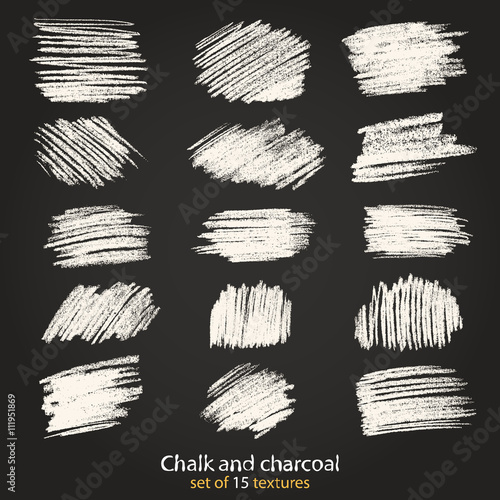 Set of vector grunge texture created with chalk and charcoal. 