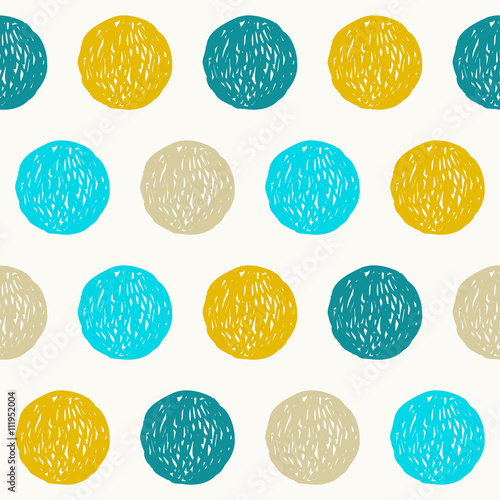 Hand drawn circle doodle seamless pattern background.