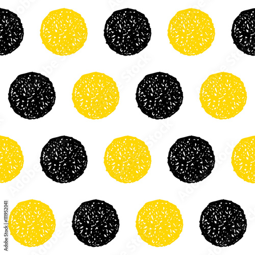 Hand drawn circle doodle seamless pattern background.
