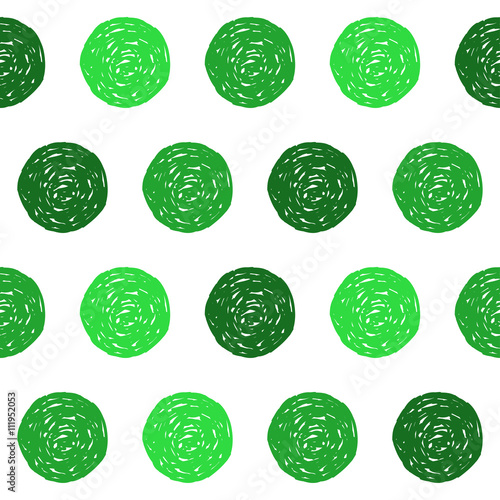 Hand drawn circle doodle seamless pattern background.