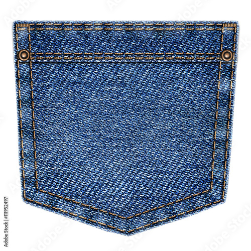 Simple blue jeans pocket isolated on white background