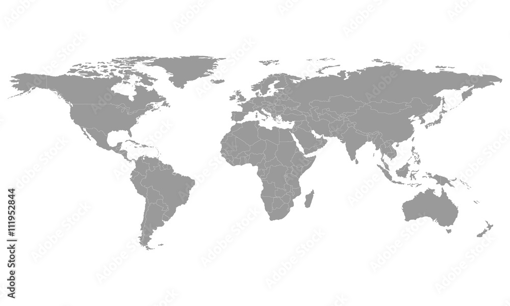 Grey political world map-countries. Vector illustration Grey political world map-countries. Vector illustration