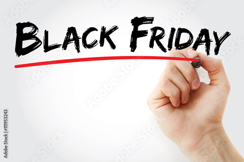 Hand writing Black Friday with marker, business concept