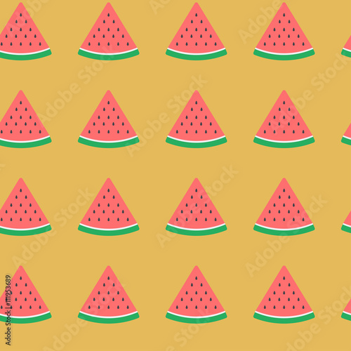 seamless pattern of slices of watermelon on a color background