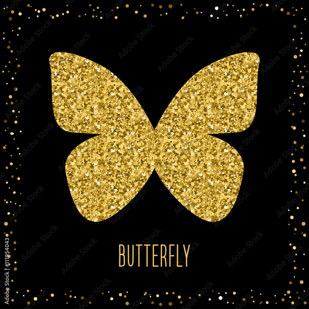 Golden butterfly. Sparkle butterfly, glitter texture. Stock Vector | Adobe  Stock