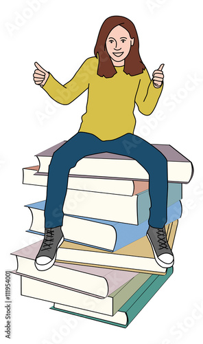 Adolescente sobre libros