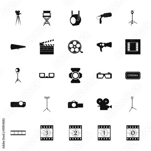 Movie cinema icon symbol set on background.