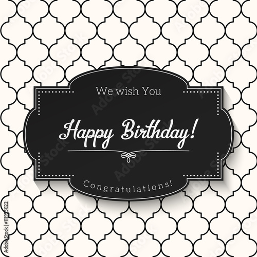 Canvas Print Vintage greeting card with text Happy Birthday, illustration,