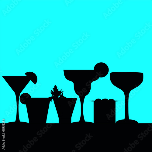 cocktail silhouettes in a row