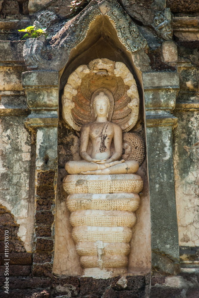 Buddha image with overspread king of naga