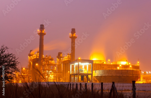 Twilight photo of power plant